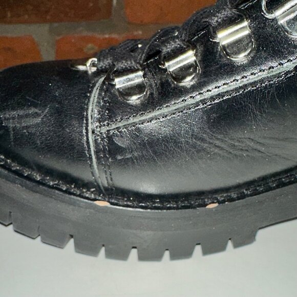 All Saints Franka Black Leather Combat Boots Size 5 - Picture 6 of 10